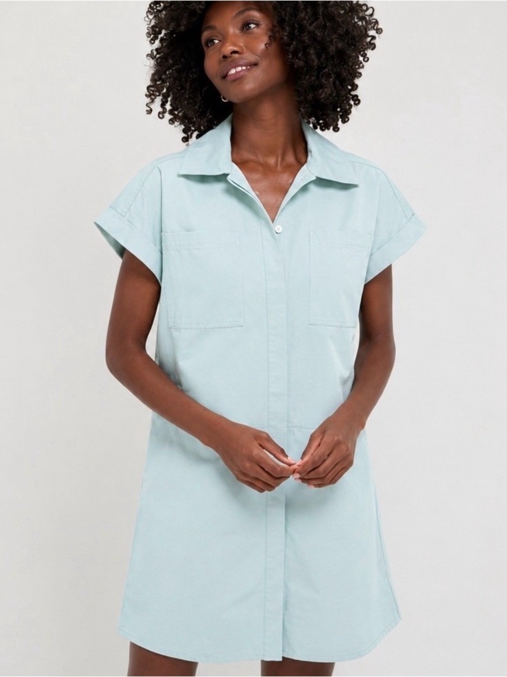 Pomander Place Light Blue Utility Shirt Dress Size Large Coastal Preppy